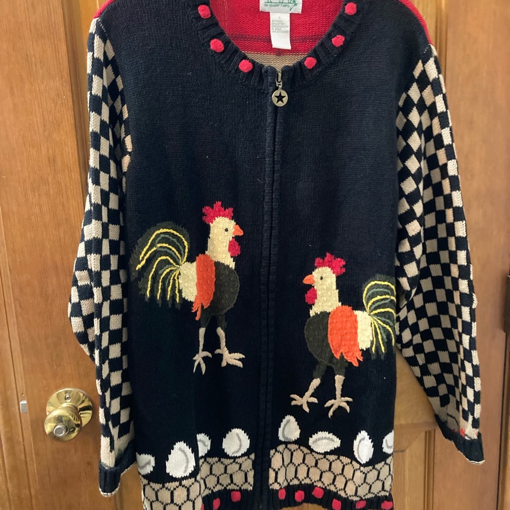 Sweater large rooster/ farm embroidered - Picture 6 of 16